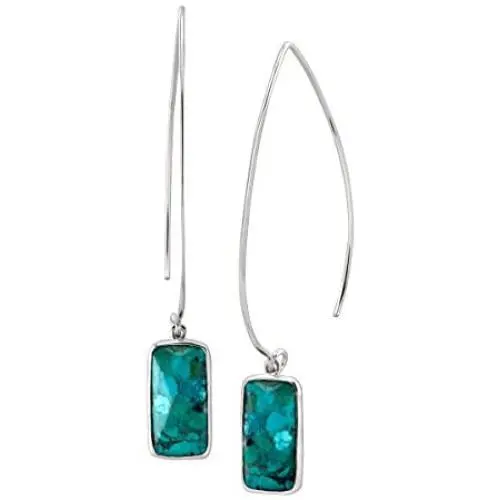 Silpada Oasis Compressed Turquoise Wire Drop Earrings in Sterling Silver