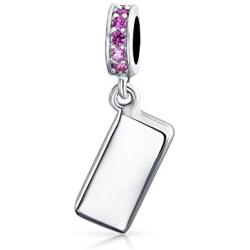 Pink Cellular Cell Mobile Smart Phone Dangle Charm Bead For Women Teen Enamel .925 Sterling Silver Fits European Bracelet