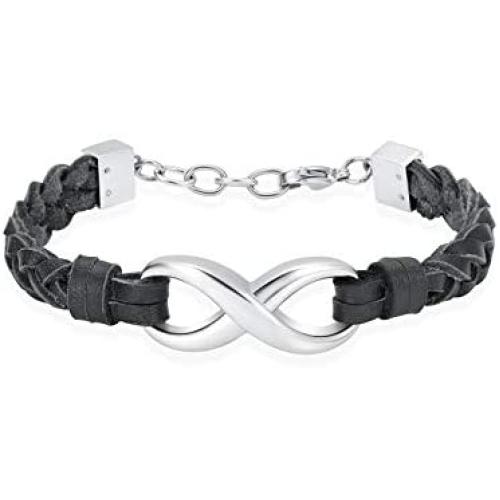 mingkejw Cremation Jewelry for Ashes Infinite Love Urn Bracelet Made of Genuine Leather for Ashes