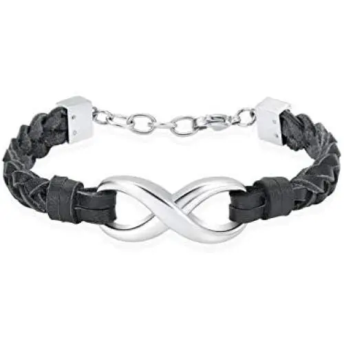 mingkejw Cremation Jewelry for Ashes Infinite Love Urn Bracelet Made of Genuine Leather for Ashes