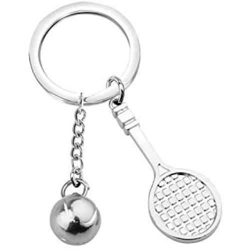 BAUNA Tennis Racket Keychain with Ball Charm Sport Key Ring Jewelry for Tennis Players Tennis Coaches