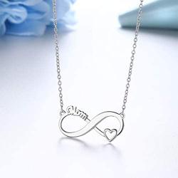 Besilver 925 Sterling Silver Mom and Child Necklace Mommy Infinity Love Mother Daughter Heart Necklace for Mother Grandma Daughter Son Birthday Anniversary