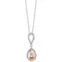 THE PEARL SOURCE 8.5-9.0mm Genuine Pink Freshwater Cultured Pearl & Cubic Zirconia Delia Pendant Necklace for Women