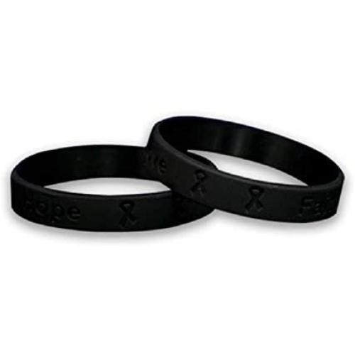 Fundraising For A Cause | Black Melanoma Awareness Bracelets – Black Ribbon Cancer Awareness Silicone Bracelets for Adults