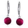 Basic 8MM Gemstone Round Bead Ball Drop Dangle Earrings For Women Teen Leverback Sterling Silver Birthstones More Colors