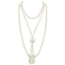Multi Layer White Simulated pearl Strands Necklace Costume Jewelry Set For Women Necklace And Earrings