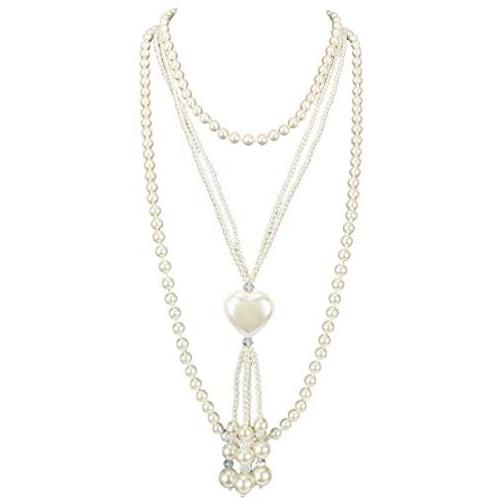Multi Layer White Simulated pearl Strands Necklace Costume Jewelry Set For Women Necklace And Earrings