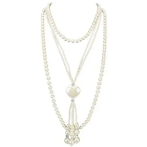 Multi Layer White Simulated pearl Strands Necklace Costume Jewelry Set For Women Necklace And Earrings Multi Layer White Simulated pearl Strands Necklace Costume Jewelry Set For Women Necklace And Earrings