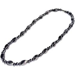 Twist Hematite Choker Necklace,Magnetic Therapy Stone Beads Jewelry for Men (Black-45cm)