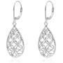 River Island Sterling Silver Diamond-Cut Filigree Tear Drop Leverback Dangle Drop Earrings
