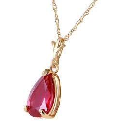 Galaxy Gold 1.75 ct 14k 18'' Solid Gold Pear-shaped Ruby Drop Pendant Necklace
