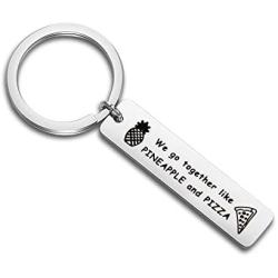 ENSIANTH Pineapple Pizza Keychain Funny Food Gift Hawaiian Pizza Jewelry Couple’s Gift