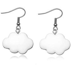 coadipress Handmade Clouds Dangle Drop Earrings for Women Girls Simple Lovely White Blue Pink Resin Weather Earrings Jewelry