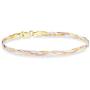 Miabella Tri-Color 18K Gold Over Sterling Silver Italian 3-Strand 4mm Braided Herringbone Link Chain Bracelet for Women Teen Girls 6.5, 7, 7.5, 8 Inch 925, Italy