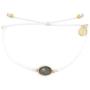 Pura Vida Gold Oval Labradorite Bracelet - Plated Charm, Adjustable Band - 100% Waterproof - White
