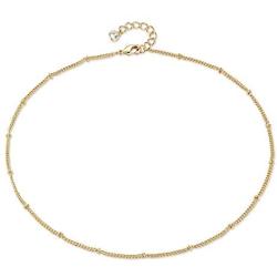 LOYATA 14K Gold Plated Choker Necklace, Bohemia Sequin Coins Delicate Chain Necklace with CZ Evil Eye Hamsa Hand Necklace for Women