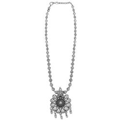 Efulgenz Boho Vintage Antique Ethnic Gypsy Tribal Indian Silver Oxidized Pendant Chain Statement Necklace Jewelry