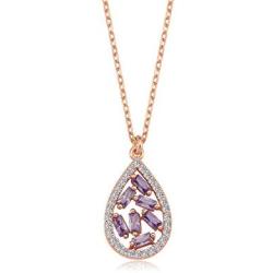 ENZOMAR Amethyst Crystal Necklace for Women - Best Friend Birthday Gifts for Women, Mothers Day Jewelry, Crystals and Healing Stones Bulk, Great Grandma Necklace, Anniversary Jewelry, Sterling Silver Rose Gold, Pendant Necklace, Dainty Necklace