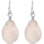 FRONAY Natural Gemstone Rose Quartz Dangle Drop Earrings - Handmade Sterling Silver Jewelry for Women