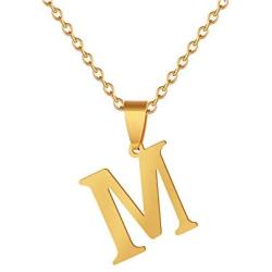 Fashion Initial Letter Pendant Necklace Stainless Steel Gold Color Mens Womens Custom Capital Letter Name Necklace Personalized Jewelry Gift