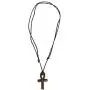 BlueRica Hand Carved Wood Ankh Cross Pendant on Adjustable Black Rope Cord Necklace BlueRica Hand Carved Wood Ankh Cross Pendant on Adjustable Black Rope Cord Necklace