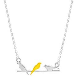 Boma Jewelry Sterling Silver Birds On A Wire 14 KT. Gold Vermeil Necklace, 18 Inches