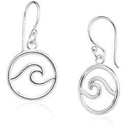 Big Apple Hoops - Polish Handcrafted Wave Line in Round Hoop Drop Dangle Earrings Made from Genuine 925 Sterling Silver in Shiny Polish Stylish Simple Design Brand Jewelry Fashion Gift for Women