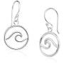 Big Apple Hoops - Polish Handcrafted Wave Line in Round Hoop Drop Dangle Earrings Made from Genuine 925 Sterling Silver in Shiny Polish Stylish Simple Design Brand Jewelry Fashion Gift for Women