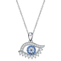 PEIMKO Evil Eye Pendant Necklace for Women 925 Sterling Silver Greek Protection Jewelry Amulet Gift for Girls Boys