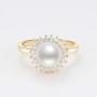 DENGGUANG Adjustable Pearl Rings Classic Pearl Open Rings Freshwater Cultured Pearl Ring with Cubic Zirconia Jewelry Gift for Women - White Pearl/Purple Pearl/Pink Pearl