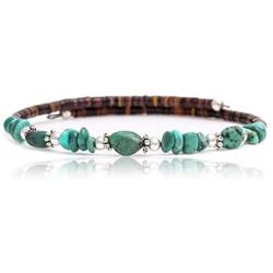 $80Tag Certified Navajo Native Natural Turquoise Adjustable Wrap Bracelet 12732-14 Made By Loma Siiva