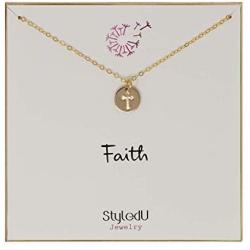 StyledU Dainty Cross Necklace for Girls, 16” Gold Filled Cross Pendant for Teen Girls, Religious Gifts for Confirmation, First Communion, Birthday