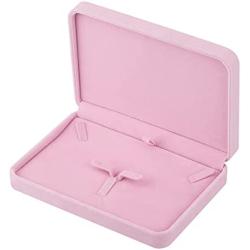 Large Velvet Jewelry Set Box, Big Necklace and Ring Earring Pendant Gift Box, Pearl Necklace/Chunky Necklace Jewelry Storage Case (Pink)