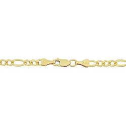 14K Yellow Gold Filled Solid Figaro Chain Necklace, 3.2 mm Wide