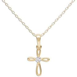 Girls Sterling Silver First Communion Infinity Cross Pendant Necklace with CZ