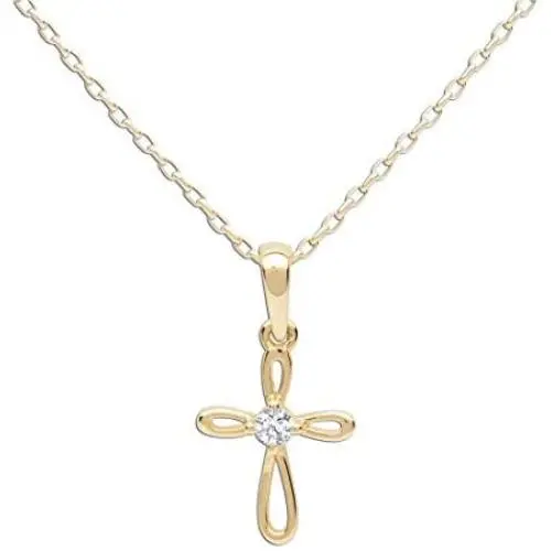 Girls Sterling Silver First Communion Infinity Cross Pendant Necklace with CZ Girls Sterling Silver First Communion Infinity Cross Pendant Necklace with CZ