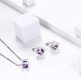 Birthstone Necklace/Earring 925 Sterling Silver Women Cross/3D Cube/Cresent Moon Birth Stone Jewelry Mens Birthday Gift Anniversary Present