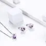Birthstone Necklace/Earring 925 Sterling Silver Women Cross/3D Cube/Cresent Moon Birth Stone Jewelry Mens Birthday Gift Anniversary Present