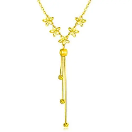 18k Gold Cherry Blossom Necklace for Women, Soid Gold Chain with Flower Pendant, Aniversary Jewelry Gifts for Wife /Girlfriend, Present for Her, 16-17 Inch