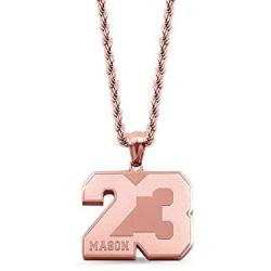 AILIN Custom Lucky Number Necklace Stainless Steel Silver/18K Gold Plated/Rose Gold Color Personalized Name Pendant Sport Ice Hockey Football Baseball Basketball Jewelry Gifts for Women Men Athletes