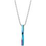 COOLSTEELANDBEYOND Mens Womens Steel Rainbow Oxidized Twisted Cuboid Bar Pendant Necklace, 23.6 in Ball Chain, Stylish