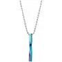 COOLSTEELANDBEYOND Mens Womens Steel Rainbow Oxidized Twisted Cuboid Bar Pendant Necklace, 23.6 in Ball Chain, Stylish