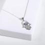 sloong 925 Sterling Silver Evil Eye Hamsa White Blue Cz Womens Pendant Necklace…
