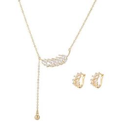 Lalynnly 14K Yellow Gold Plated Cubic Zirconia Halo Cushion Teardrop CZ Filled Coin Necklace Earring Set Gold Dainty Necklace Gift for Women Girl