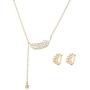 Lalynnly 14K Yellow Gold Plated Cubic Zirconia Halo Cushion Teardrop CZ Filled Coin Necklace Earring Set Gold Dainty Necklace Gift for Women Girl