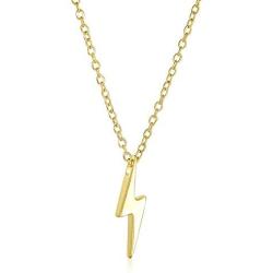 Delicate Minimalist Geometric Zig Zag Flash Lightning Bolt Pendant Necklace For Women For Teen 14K Gold Plated 925 Sterling Silver
