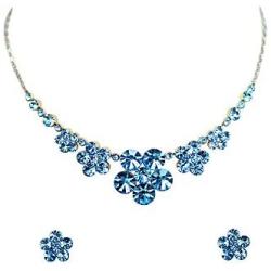 Faship Gorgeous Rhinestone Crystal Floral Necklace Earrings Set