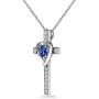 Sterling Silver Heart in Cross Pendant Necklace Made with Swarovski Crystals