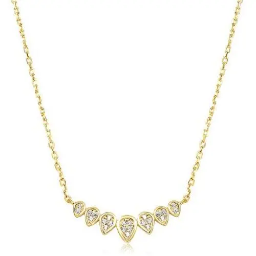Blossom & Hue Gold Curved Bar Necklace | Dainty Gold Necklace | Hypoallergenic 18K Gold Plated .925 | CZ Studded Pendant | Waterdrop Shaped Bar Necklace Blossom & Hue Gold Curved Bar Necklace | Dainty Gold Necklace | Hypoallergenic 18K Gold Plated .925 | CZ Studded Pendant | Waterdrop Shaped Bar Necklace