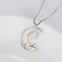 Jingran Two-Tone Cute Cat on the Moon And Star Pendant Necklace for Women Gift Girl